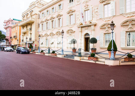 Building in Old Town near the Palais Princier (Prince's Palace) in Monte Carlo, Monaco Stock Photo