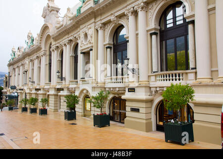 The 1879 Opera de Monte Carlo (or Salle Garnier), part of the Monte Carlo Casino, was created by Charles Garnier who also designed the Paris Opera. Stock Photo