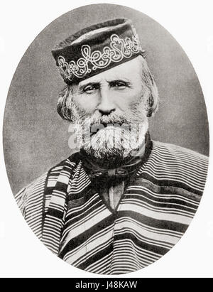 Giuseppe Garibaldi, 1807 - 1882.  Italian general, politician and nationalist.  From Hutchinson's History of the Nations, published 1915. Stock Photo