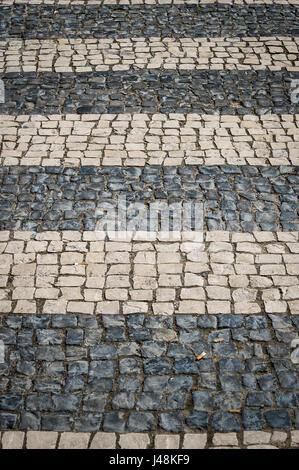 pedestrian crossing made from cobblestones in Portugal Stock Photo
