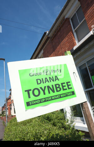 UK Green Party political poster banner for UK General Election 2017 in Hereford Stock Photo