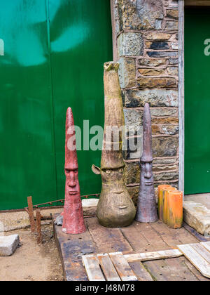 Metal Garden Sculptures in the small village of Pott Shrigley, Cheshire, England. Stock Photo