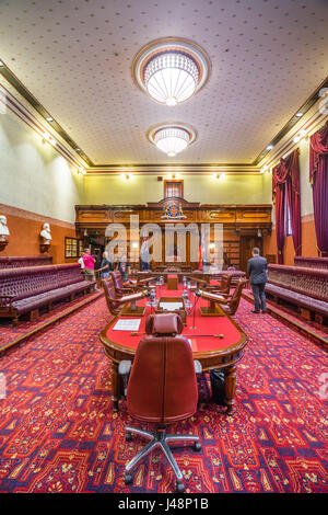 Australia, New South Wales, Sydney, the upper house Legislative Council Chamber of the New South Wales Parliament during Open Sydney Stock Photo