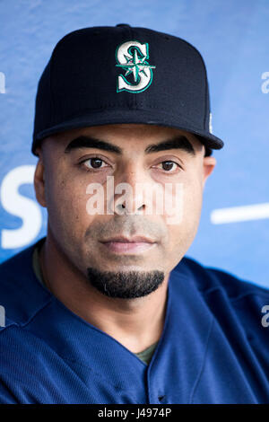 Philadelphia, Pennsylvania, USA. 9th May, 2017. Seattle Mariners designated hitter Nelson Cruz (23) looks on prior to the MLB game between the Seattle Mariners and Philadelphia Phillies at Citizens Bank Park in Philadelphia, Pennsylvania. Credit: csm/Alamy Live News Stock Photo