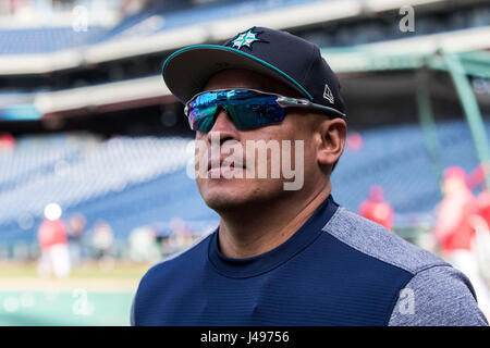 Philadelphia, Pennsylvania, USA. 9th May, 2017. Seattle Mariners catcher Carlos Ruiz (52) looks on prior to the MLB game between the Seattle Mariners and Philadelphia Phillies at Citizens Bank Park in Philadelphia, Pennsylvania. Credit: csm/Alamy Live News Stock Photo