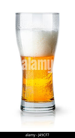 Half glass of light beer with foam Stock Photo