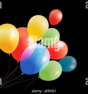 Bright multicolored holiday vector balloons on a dark background Stock Vector