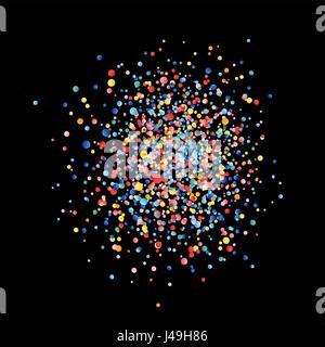 Vector colorful round of confetti splash isolated on a black background Stock Vector