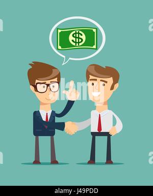 Two businessmen shaking hands to seal an agreement Stock Vector