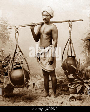 Water carrier, India - Victorian period Stock Photo