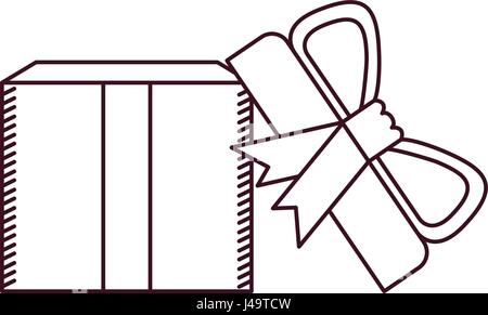 monochrome silhouette of opened gift box with decorative ribbon and topknot Stock Vector