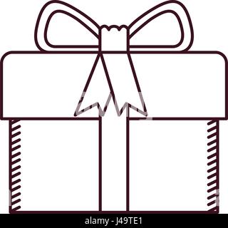 monochrome silhouette of gift box with decorative ribbon and topknot Stock Vector