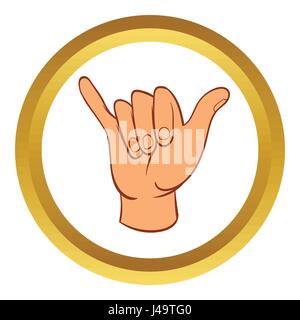 Hang loose hand gesture vector icon, cartoon style Stock Vector