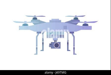Vector cartoon illustration .Quadcopter aerial drone with camera. Stock Vector