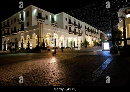 View of Paseo Cayala a new development of apartments, shops, nightclubs, boutiques and restaurants contained inside white walls at the edge of Guatemala city capital of Guatemala Stock Photo