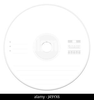 CD with blank label template - illustrated compact disc or digital versatile disc - illustration on white background. Stock Photo