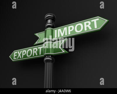 Direction Sign of Export and Import Stock Photo - Alamy