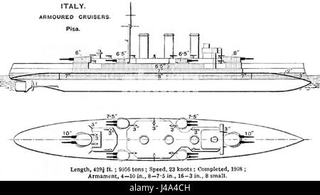 Pisa class cruiser diagrams Brasseys 1923 Stock Photo