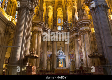 Cathedral interior Malaga Spain. La Santa Iglesia Catedral Basilica de la Encarnacion, Málaga Stock Photo