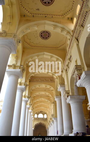 Madurai, Tamilnadu - India - March 21, 2017 - Courtyard at Mannar Thirumalai Nayakkar Mahal Stock Photo