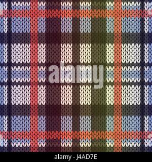 Knitting seamless vector pattern as a fabric texture mainly in green, red, blue and white colors Stock Vector