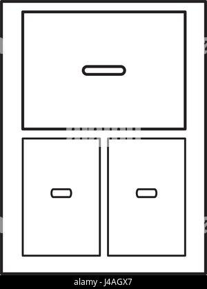 outline drawers from wooden cabinet image Stock Vector