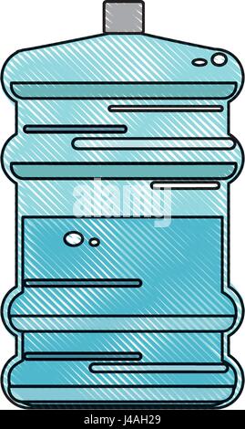 drawing water bottle big plastic dispenser Stock Vector