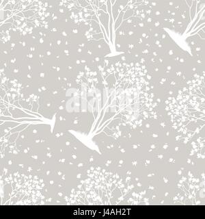 Seamless Pattern, Magnolia Trees Stock Vector