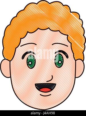 cartoon head young man smile expression Stock Vector