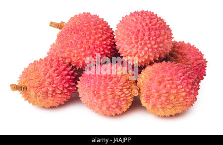 Sweet lychees fruits isolated on white background Stock Photo