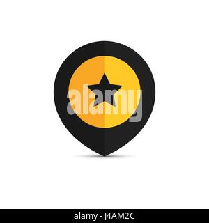 Map pointer with star sign. Vector illustration Stock Vector