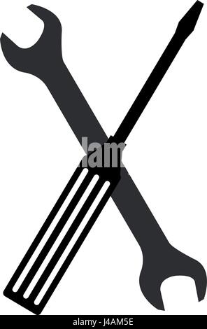 Wrench icon and screwdriver in vector on white background Stock Vector