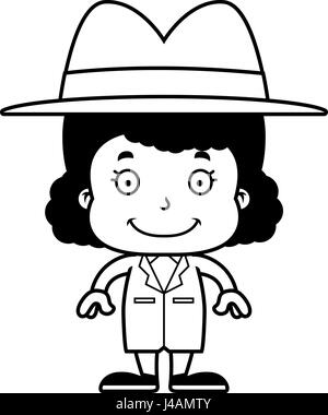 A cartoon detective girl smiling. Stock Vector