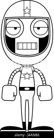 A cartoon race car driver robot looking bored. Stock Vector