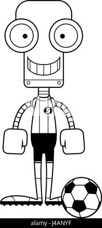 A cartoon soccer player robot smiling. Stock Vector