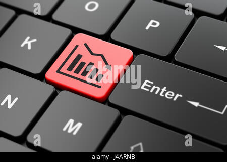 Marketing concept: Decline Graph on computer keyboard background Stock Photo