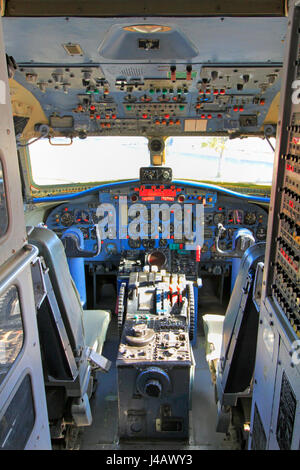 Flight Deck of Air Nippon YS-11 Airliner Stock Photo