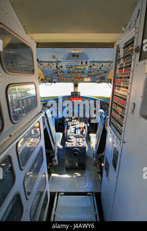 Flight Deck of Air Nippon YS-11 Airliner Stock Photo