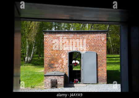 Gas chamber in Nazi German concentration camp KL Stutthof in 72 anniversary of liberation of the concentration camp by the Red Army in Museum of Stutt Stock Photo