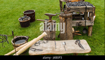 View of medieval blacksmith tools Stock Photo