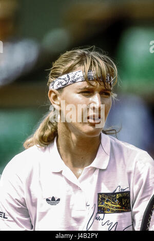 Steffi Graf (GER) competing at the 1990 French Open. Stock Photo