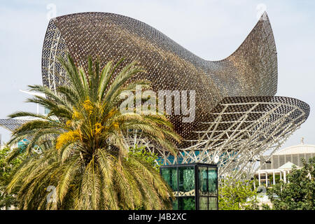 Architect Frank Gehry's fish sculpture, El Peix, in Barcelona, Spain. Stock Photo