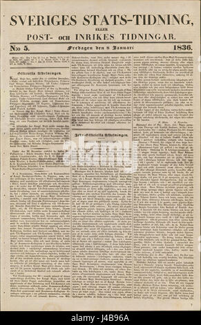Post och Inrikes Tidningar 1836 01 15 3 Stock Photo Alamy
