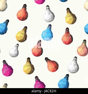 low poly light bulb. Seamless pattern Stock Vector