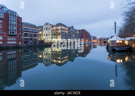 A view along the River Avon, of Redcliffe Quay, Bristol. Stock Photo