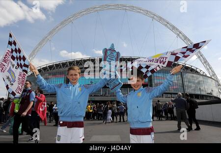 A general view of Aston Villa fans walking across Aston Park towards ...