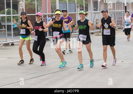 BANGKOK THAILAND - MAY 29 : sport and healthy people running in bangkok port mini marathon event on may 13 , 2016 in bangkok thailand Stock Photo