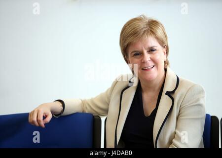 SNP leader Nicola Sturgeon on the campaign trail at St Andrews University in north east Fife. Stock Photo