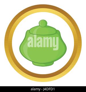 Green ceramic sugar bowl vector icon Stock Vector