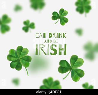 Vector illustration on St. Patrick's Day. From 3D-effect. There is space for text. Eat drink and be irish Stock Vector